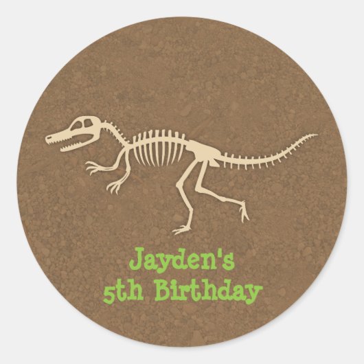 Étiquettes du parti Anniversaire de enfant Dinosau (Devant)