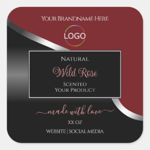 Étiquettes du produit Logo en argent noir et rouge