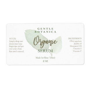Étiquettes du sérum facial biologique feuille