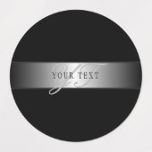 Étiquettes Écriture élégante de monogramme modifiable | Noir (Design 1)