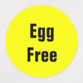 Étiquettes Egg Free Food Allergy Restaurant School (Design 1)