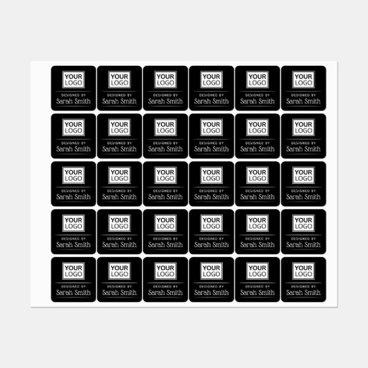 Étiquettes Élégant ajouter logo texte carré tissu noir (Feuille)