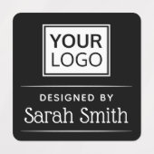 Étiquettes Élégant ajouter logo texte carré tissu noir (Design 2)