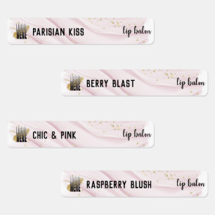 Étiquettes Élégant Baume Lip Rose Aquarelle Avec Logo
