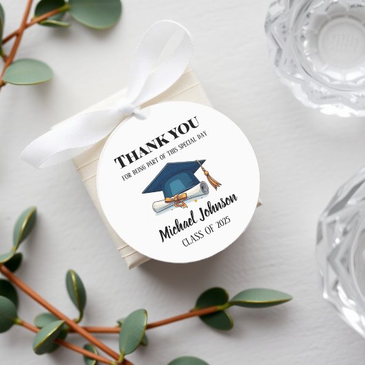 Étiquettes Elegant Black and White Personalized Graduation La