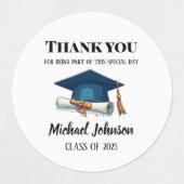 Étiquettes Elegant Black and White Personalized Graduation La (Design 1)
