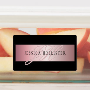 Étiquettes Elégant Blush Faux Rose Gold Nom et initiales