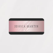 Étiquettes Elégant Blush Faux Rose Gold | Nom et initiales (Design 2)