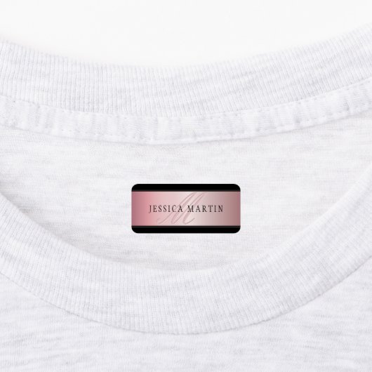 Étiquettes Elégant Blush Faux Rose Gold | Nom et initiales (Apposé)