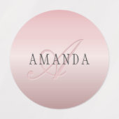 Étiquettes Elégant Blush Faux Rose Gold | Nom et monogramme (Design 1)