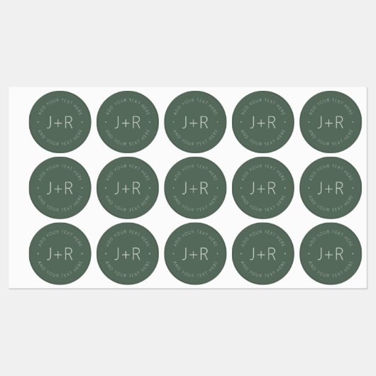 Étiquettes Élégant Couples Monogramme Texte Étanche (Feuille)
