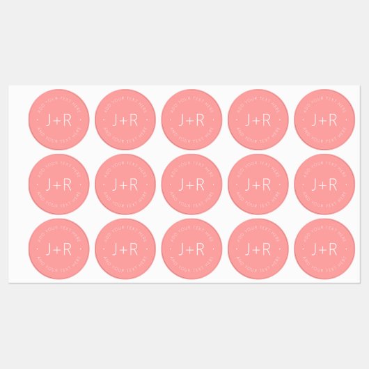 Étiquettes Élégant Couples Monogramme Texte Étanche (Feuille)