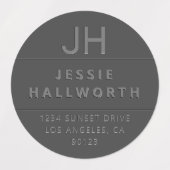 Étiquettes Élégant Faux Embossé Moderne Monogramme étanche (Design 2)