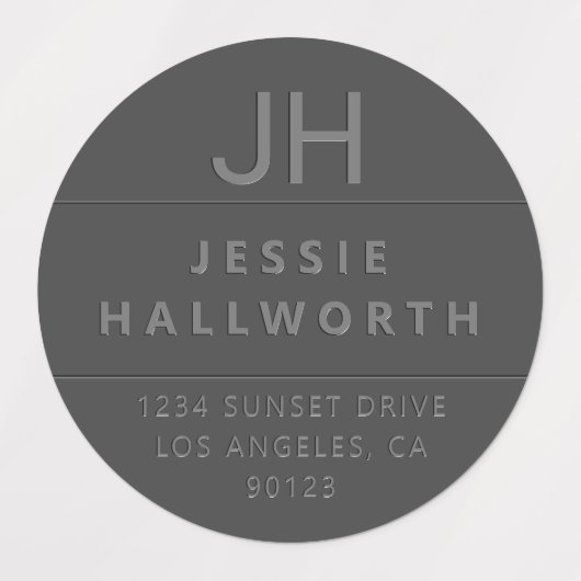 Étiquettes Élégant Faux Embossé Moderne Monogramme étanche (Design 1)