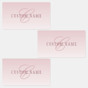Étiquettes Élégant lettrage et monogramme   Rose Ombre