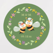 Étiquettes Élégant Mariage de couronne de tourbe de bois (Design 1)