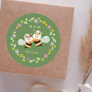 Étiquettes Élégant Mariage de couronne de tourbe de bois