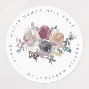 Étiquettes Elegant Mauve Aquarelle Floral Adresse de retour