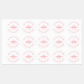 Étiquettes Élégant minimaliste blanc et rouge monogramme étan (Feuille)