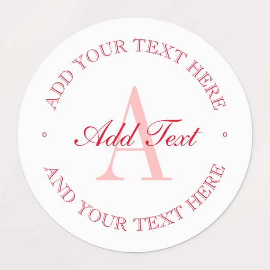 Étiquettes Élégant minimaliste blanc et rouge monogramme étan (Design 3)