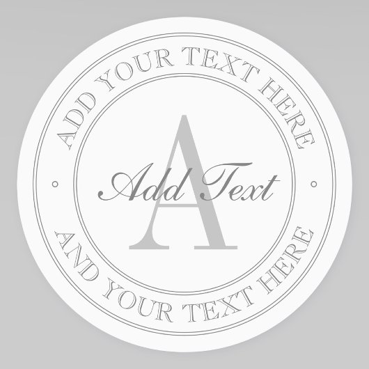 Étiquettes Élégant Monogramme blanc et gris imperméable