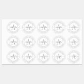 Étiquettes Élégant Monogramme blanc et gris imperméable (Feuille)