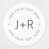 Étiquettes Élégant Monogramme et texte étanche (Design 1)