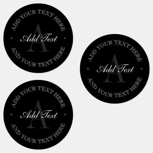 Étiquettes Elégant noir gris et blanc monogramme étanche (Groupe)
