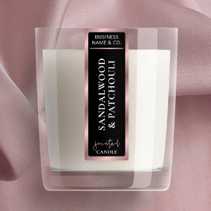 Étiquettes Élégant Noir & Rose Or Mince Candle Vertical Jar