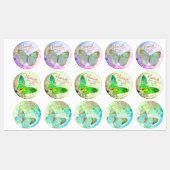 Étiquettes Élégant Papillons dorés Opal Argent (Feuille)