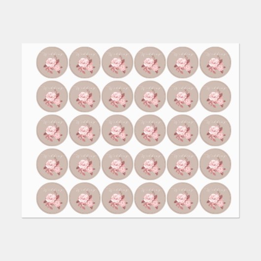 Étiquettes Élégant Rose chic Mariage (Feuille)