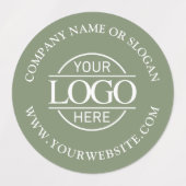 Étiquettes Elegant Sage Green Business Logo Promotional (Design 1)
