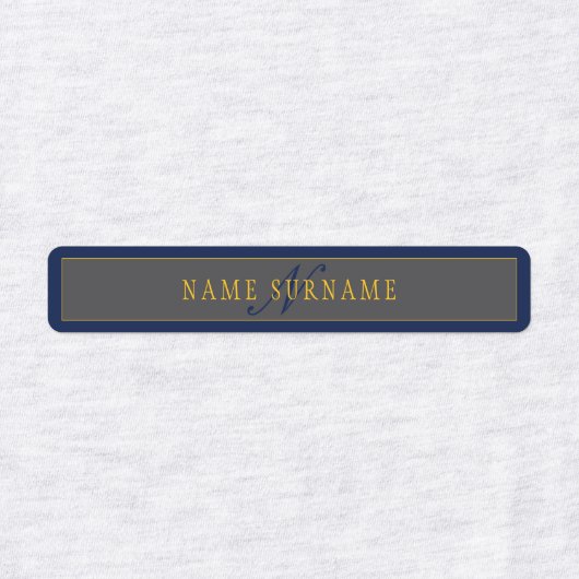 Étiquettes Élégant Script Monogram Dark Navy Blue Grey & Gold (Design 1)