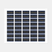 Étiquettes Élégant Script Monogram Dark Navy Blue Grey & Gold (Feuille)