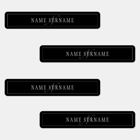 Étiquettes Élégant Script Monogramme modifiable noir gris bla (Groupe)