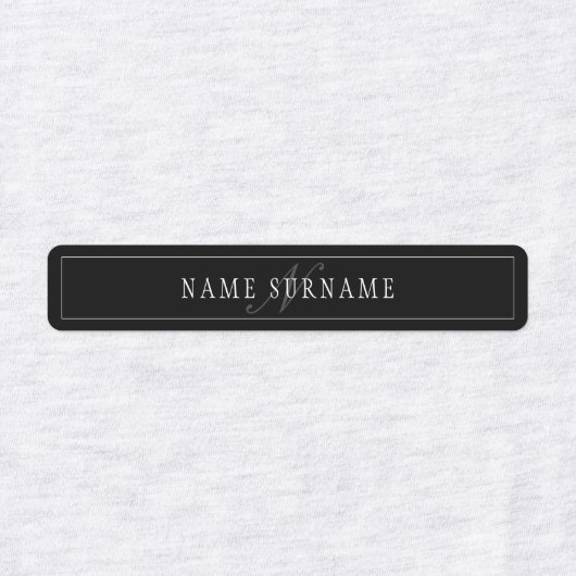 Étiquettes Élégant Script Monogramme modifiable noir gris bla (Design 1)