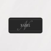 Étiquettes Élégant Script Monogramme modifiable noir gris bla (Design 1)