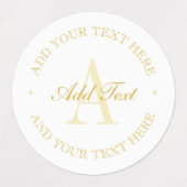 Étiquettes Élégant simple blanc & or Monogramme imperméable (Design 1)