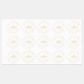 Étiquettes Élégant simple blanc & or Monogramme imperméable (Feuille)