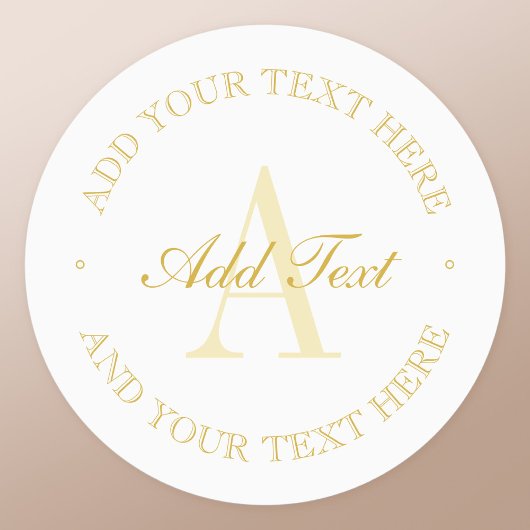 Étiquettes Élégant simple blanc & or Monogramme imperméable