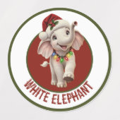Étiquettes Éléphant blanc de Noël (Design 2)