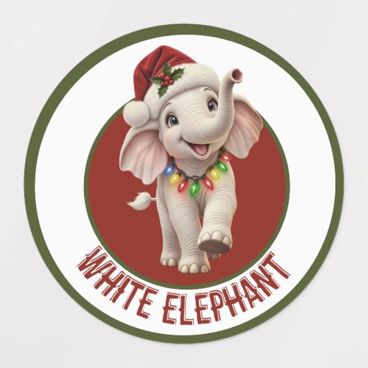 Étiquettes Éléphant blanc de Noël (Design 1)