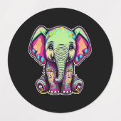 Étiquettes Eléphant mignon assis illustration numérique (Design 2)