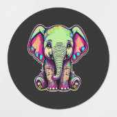 Étiquettes Eléphant mignon assis illustration numérique (Design 1)