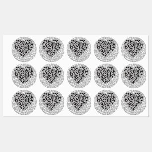 Étiquettes Emballage Cadeau Rond Coeur et Feuilles Zen Doodle