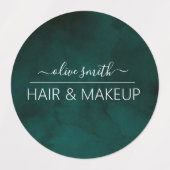 Étiquettes Émeraude aquarelle Nom du monogramme (Design 2)