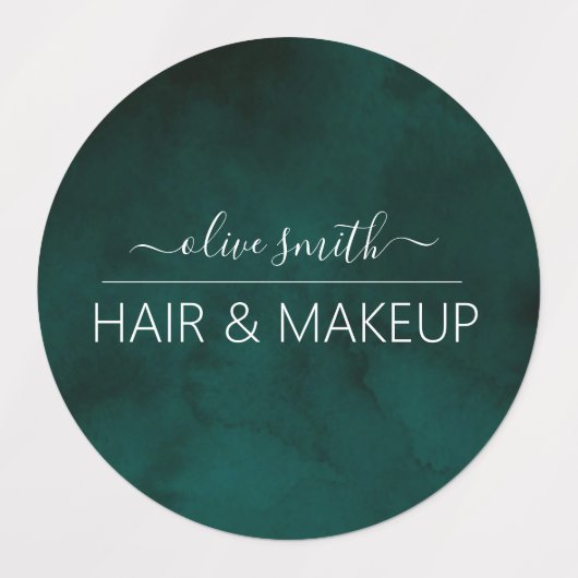 Étiquettes Émeraude aquarelle Nom du monogramme (Design 1)