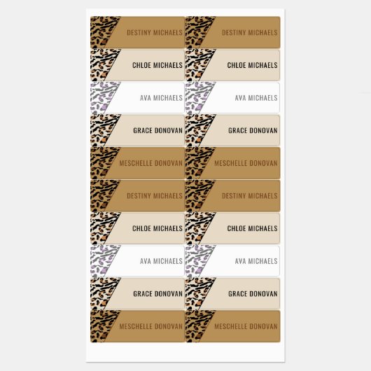 Étiquettes Empreinte de léopard Couleur Codé Enfants étanche (Feuille)