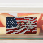 Étiquettes En Dieu, nous faisons confiance à Rustic Barque Am (Apposé)