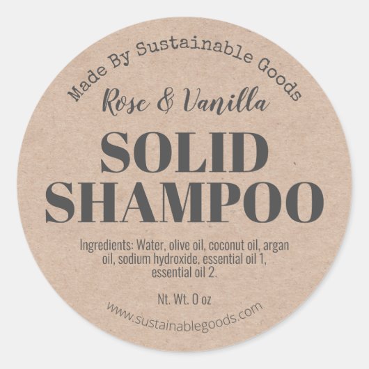 Étiquettes en shampooing solide artisanal Kraft (Devant)